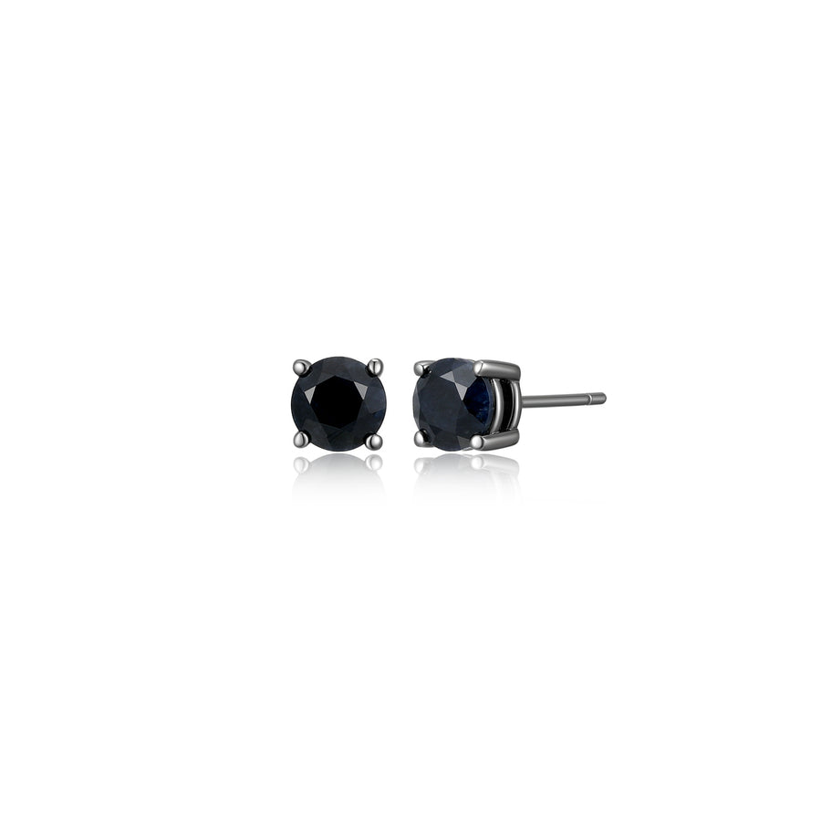 ETHOS "BASIC" GUN COLOR 6MM GEN BLACK SAPPHIRE STUD EARRING