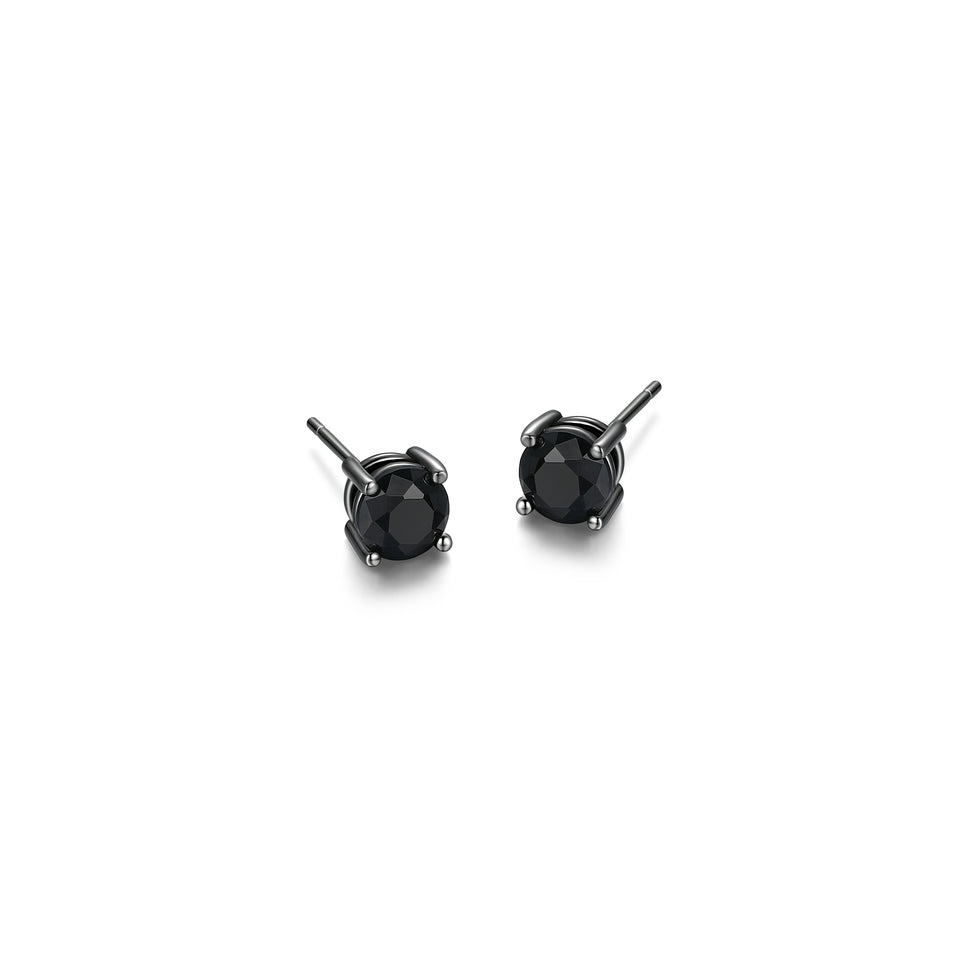 ETHOS "BASIC" GUN COLOR 6MM GEN BLACK SAPPHIRE STUD EARRING