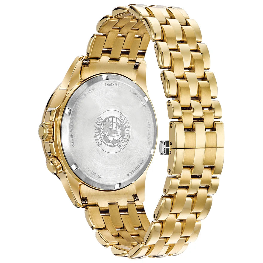 Citizen Mens Eco-Drive Calendrier Stainless Steel With Ion Plating GP WR100
