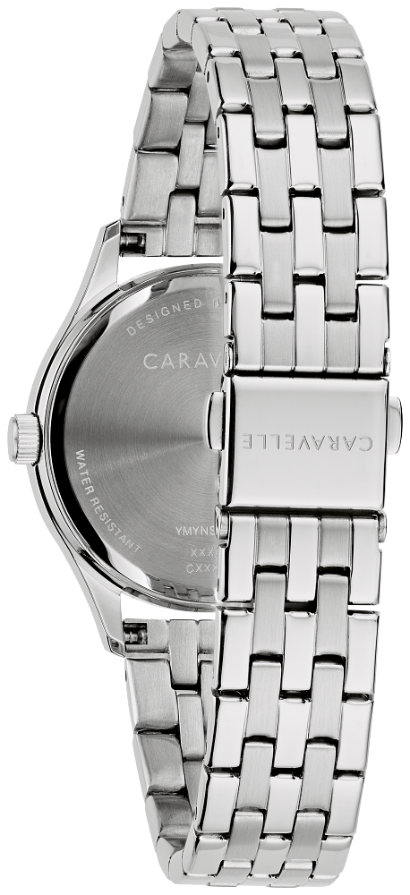Bulova Ladies Caravelle Dress Silver-Tone Stainless Steel Case, Silver-Tone Stainless Steel Bracelet, Aqua Dial, WR 30M