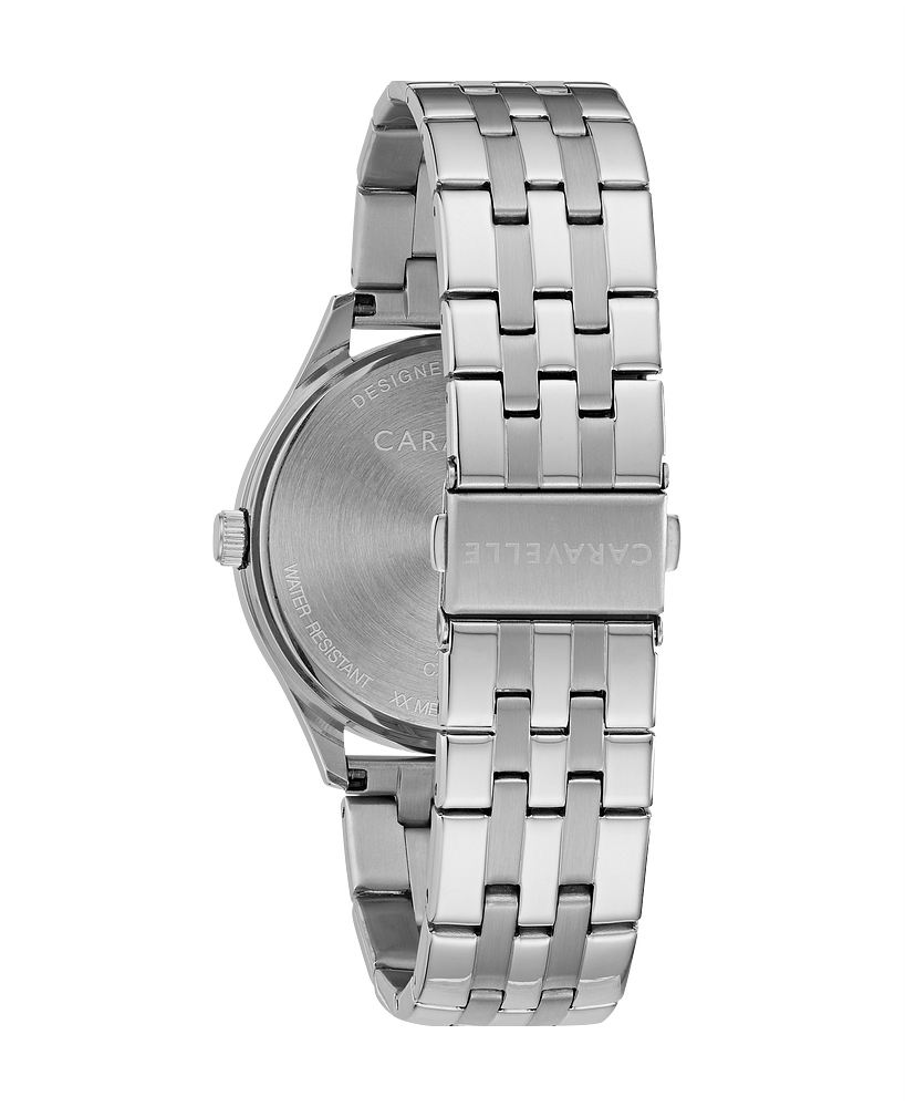 Bulova Mens Caravelle Dress Silver-Tone Stainless Steel Case, Silver-Tone Stainless Steel Bracelet, Blue Dial, WR 30M