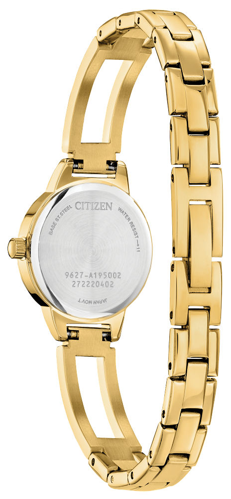 Citizen Ladies Quartz Gold-Tone Stainless Steel Case, Gold-Tone Stainless Steel Bangle, Black Dial, WR 30M