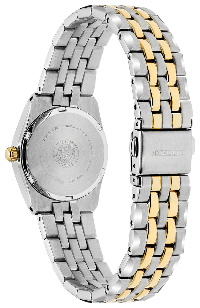 Citizen Ladies Eco-Drive Corso Dress/Classic Two-Tone Stainless Steel Case, Two-Tone Stainless Steel Bracelet, Blue Dial, WR 100M