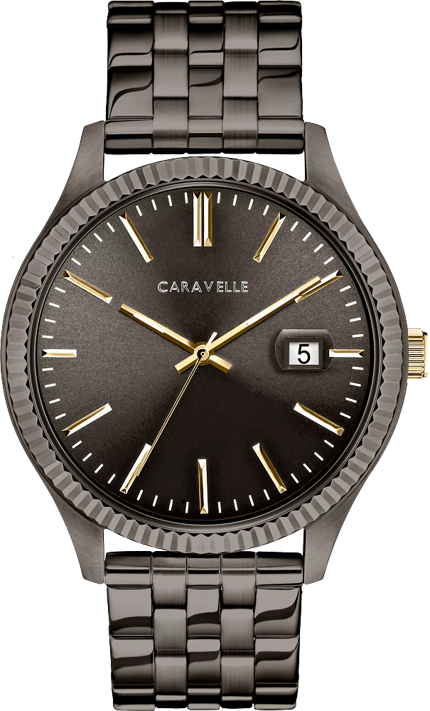 Caravelle Gents Dress Expansion Band Watch - Black Dial