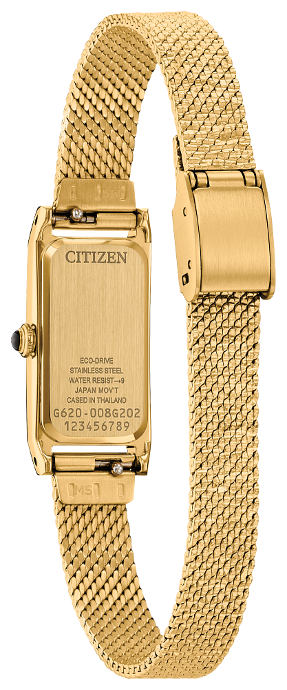 Citizen Ladies Eco-Drive Fio Dress/Classic Gold-Tone Stainless Steel Case, Gold-Tone Stainless Steel Bracelet, Black Dial, WR 30M
