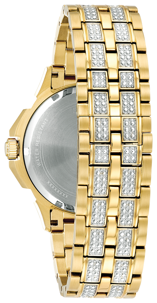 Bulova Mens BULOVA Octava Gold-Tone Stainless Steel Case, Gold-Tone Stainless Steel Bracelet, Silver-White Dial, WR 30M