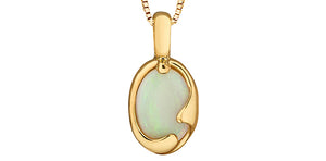 Opal Pendant w Chain 10KTY 7x5mm
