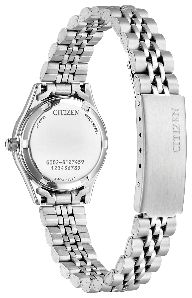 Citizen Ladies Quartz Silver-Tone Stainless Steel Case, Silver-Tone Stainless Steel Bracelet, Blue Mother of Pearl Dial, WR 30M