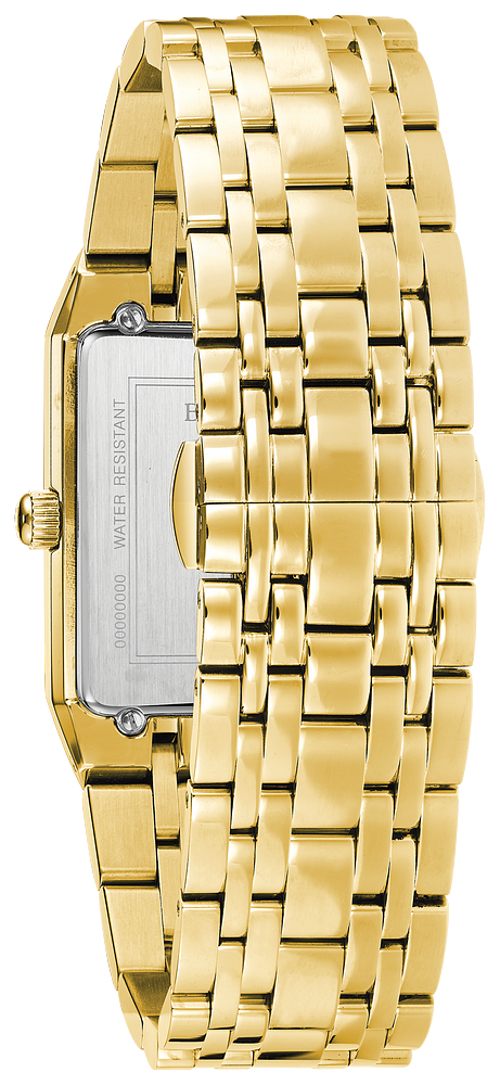 Bulova Mens Quadra Gold-Tone Stainless Steel Case, Gold-Tone Stainless Steel Bracelet, Champagne Dial, WR 30M