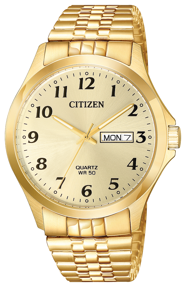 Citizen Mens Quartz Gold-Tone Stainless Steel Case, Gold-Tone Stainless Steel Expansion, Champagne Dial, WR 50M
