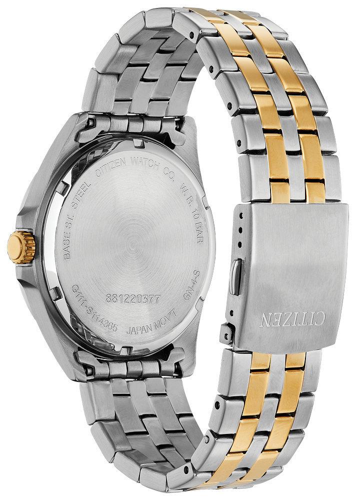Citizen Mens Quartz Two-Tone Stainless Steel Case, Two-Tone Stainless Steel Bracelet, Blue Dial, WR 100M