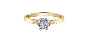 Ladies 10 Karat Gold Illuminaire Diamond Solitaire 1=0.07CT