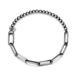 ETHOS BRUSHED GUN METAL 1/2 PAPERCLIP 1/2 BEAD CHAIN 8.5"