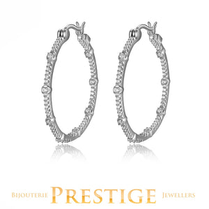 ELLE 925 Rodeo Drive CZ Station Hoop Earrings