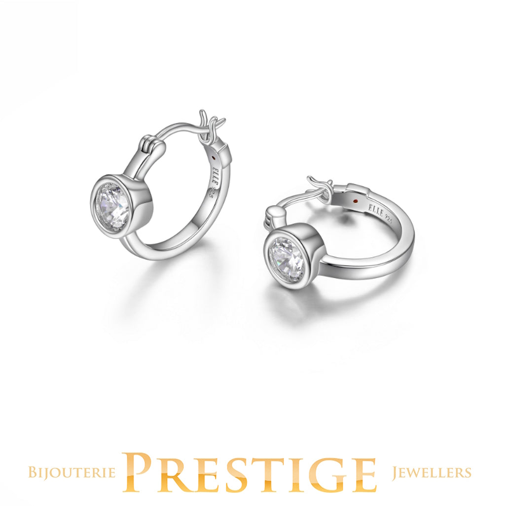 ELLE 925 Sphere CZ Hoop 18mm Earrings