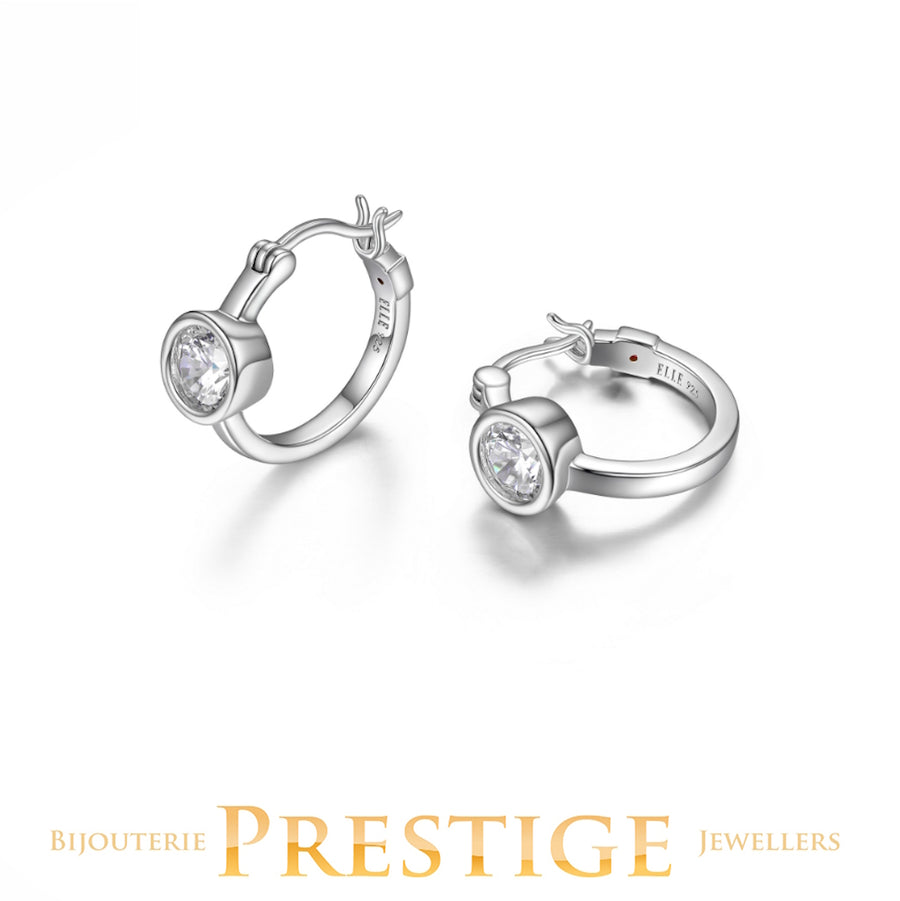 ELLE 925 Sphere CZ Hoop 18mm Earrings