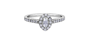 Engagement Ring 10KTW Stackable 1=0.10 Marquise Cut 26=0.23CT