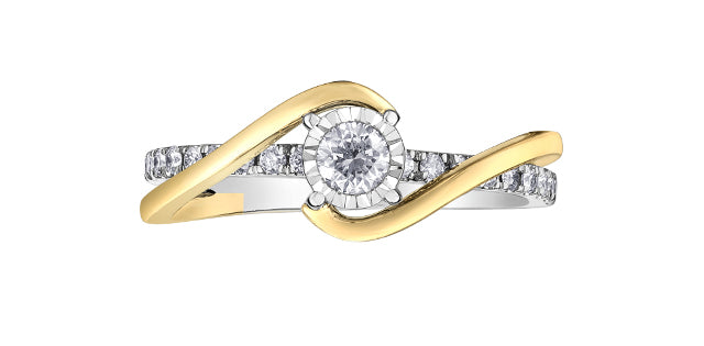 Ladies 10 Karat Gold Illuminaire Diamond Engagement Ring