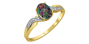 Mystic Topaz & Diamond Ring 10 Karat Gold