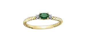 Birthstone Natural Stone & Diamond Ring 10 Karat Gold