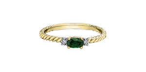 Birthstone Natural Stone & Diamond Ring 10 Karat Gold