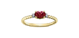 Birthstone Natural Stone & Diamond Ring 10 Karat Gold