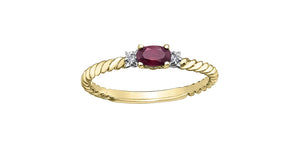 Birthstone Natural Stone & Diamond Ring 10 Karat Gold