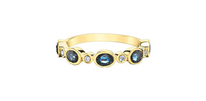 Blue Sapphire & Diamond Band 10 Karat Gold (0.06CT TDW)