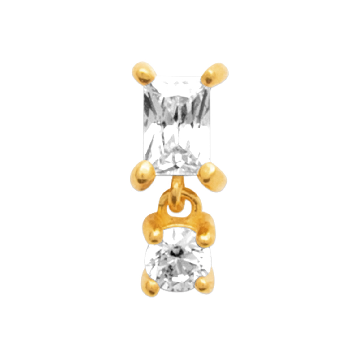 "Romance" 18k gold-plated cartilage piercing - 3 microns 7mm RO10-5