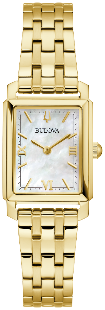 Bulova Ladies Sutton Gold-Tone Stainless Steel Case, Gold-Tone Stainless Steel Bracelet, White Mother of Pearl Dial, WR 30M