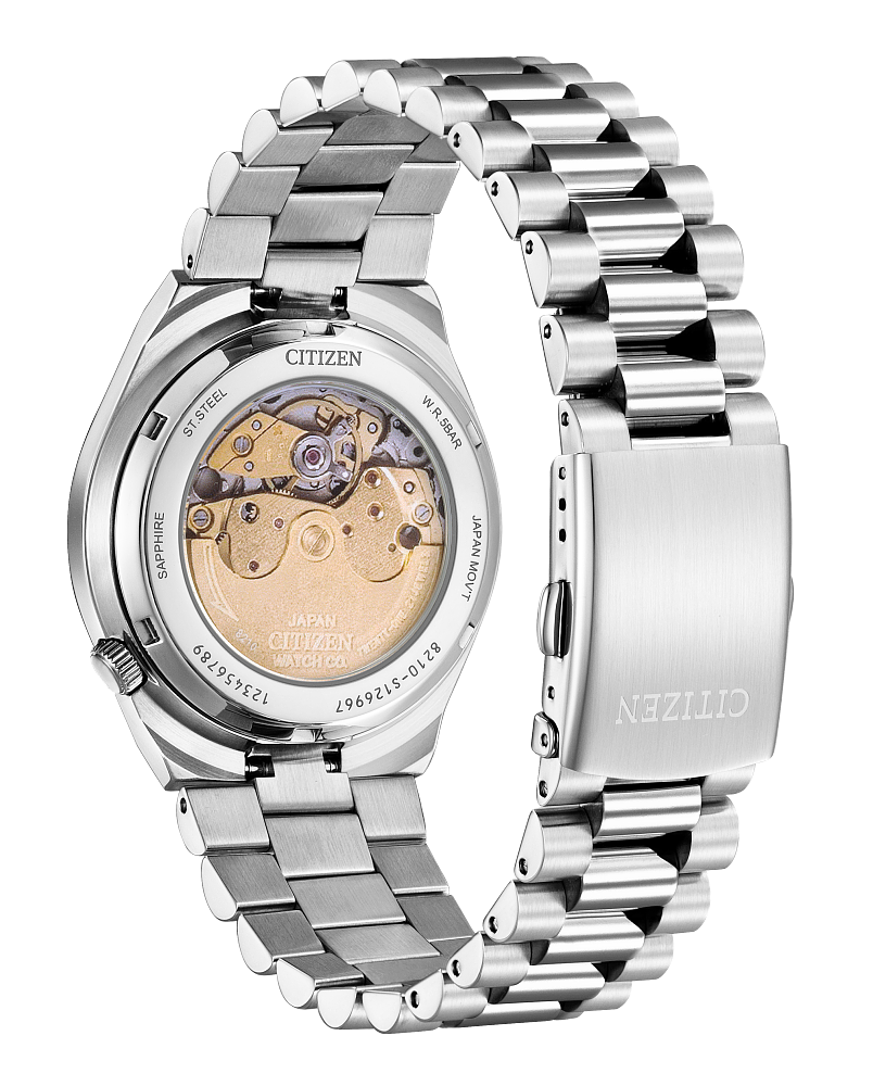 Citizen Mens Automatic Tsuyosa Silver-Tone Stainless Steel Case, Silver-Tone Stainless Steel Bracelet, Red Dial, WR 50M