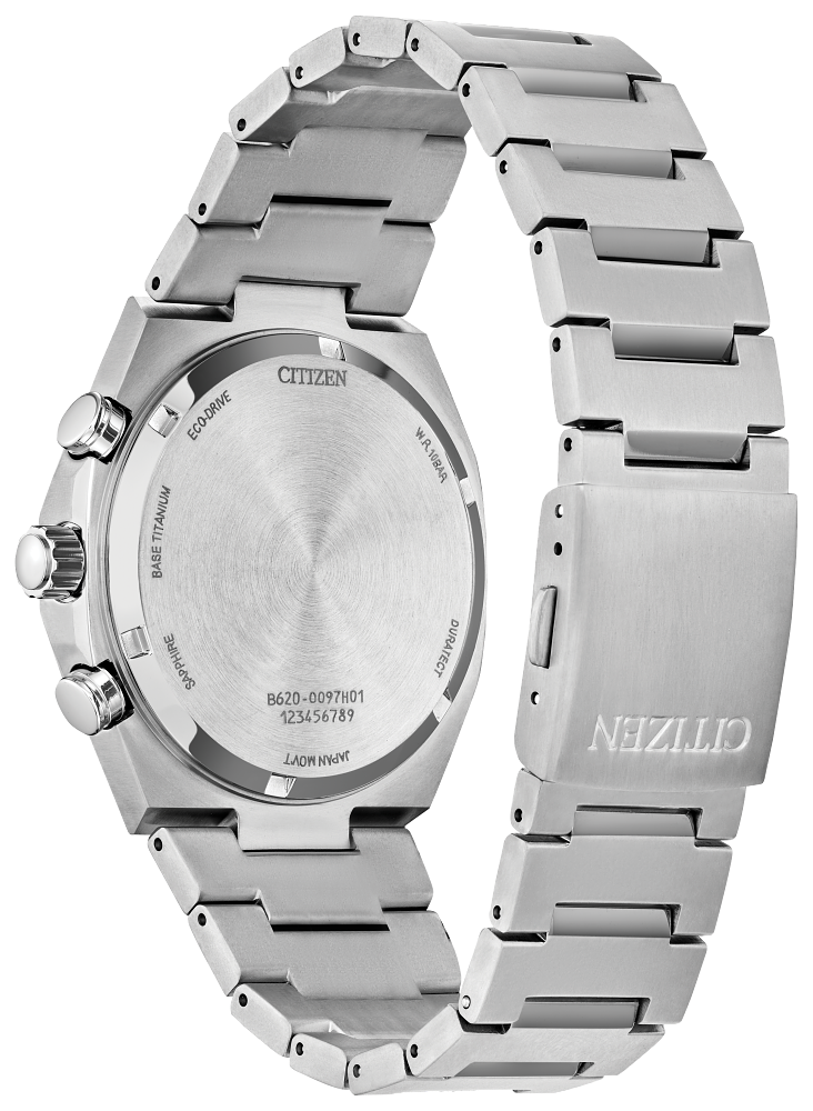Citizen Mens Eco-Drive Zenshin Chrono Sport Luxury Silver-Tone Super Titanium Case, Silver-Tone Super Titanium Bracelet, Silver-White Dial, WR 100M