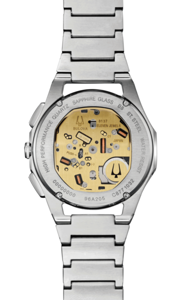 Bulova Mens Watch Curv Chrono Stainless Steel Black & Blue Face WR 30