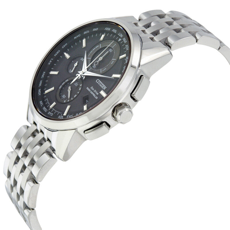Citizen Mens Eco-Drive World Chronograph AT Stainless Steel WR100