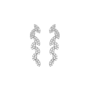 Earrings - Sterling Silver 925 Leaf Ear Climbers Rhodium