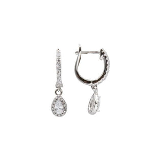 Earrings - Sterling Silver 925 CZ Halo Teardrops