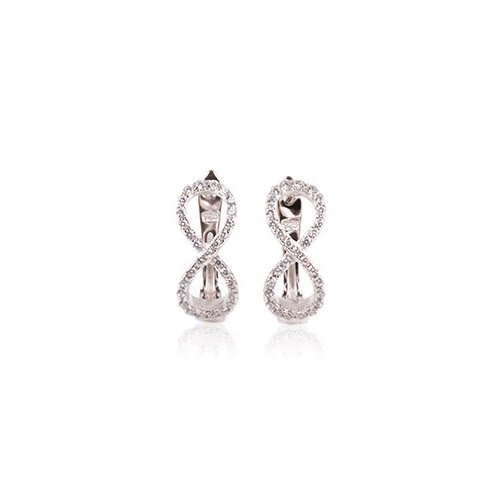 Earrings - Sterling Silver 925 CZ Vertical Infinity Huggies