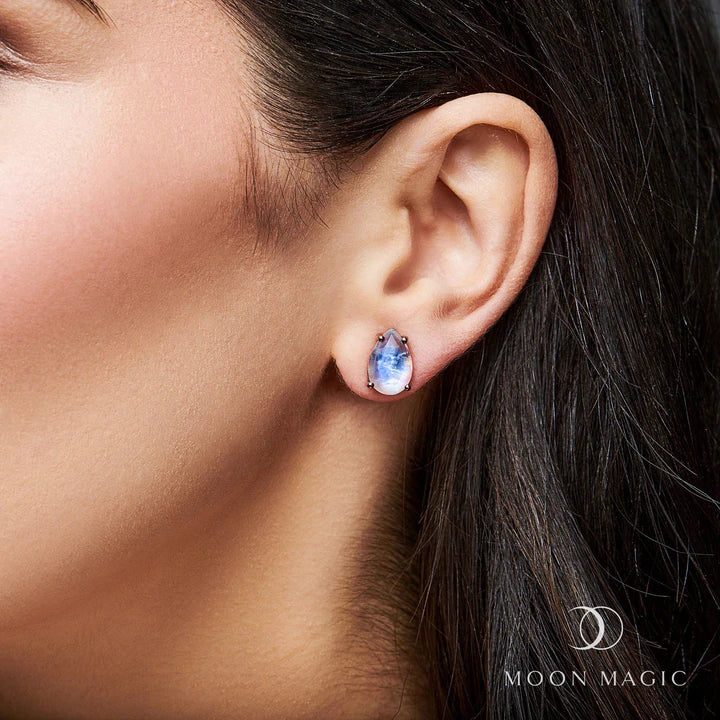 MoonMagic 925 & 14KT Rose Gold Vermeil Moonstone Earrings - Bright Drop Studs