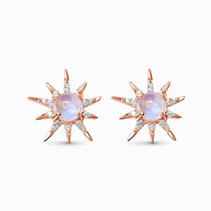 MoonMagic 925 & 14KT Rose Gold Vermeil Moonstone Earrings - Starlight Studs