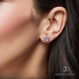 MoonMagic 925 & 14KT Rose Gold Vermeil Moonstone Earrings - Starlight Studs