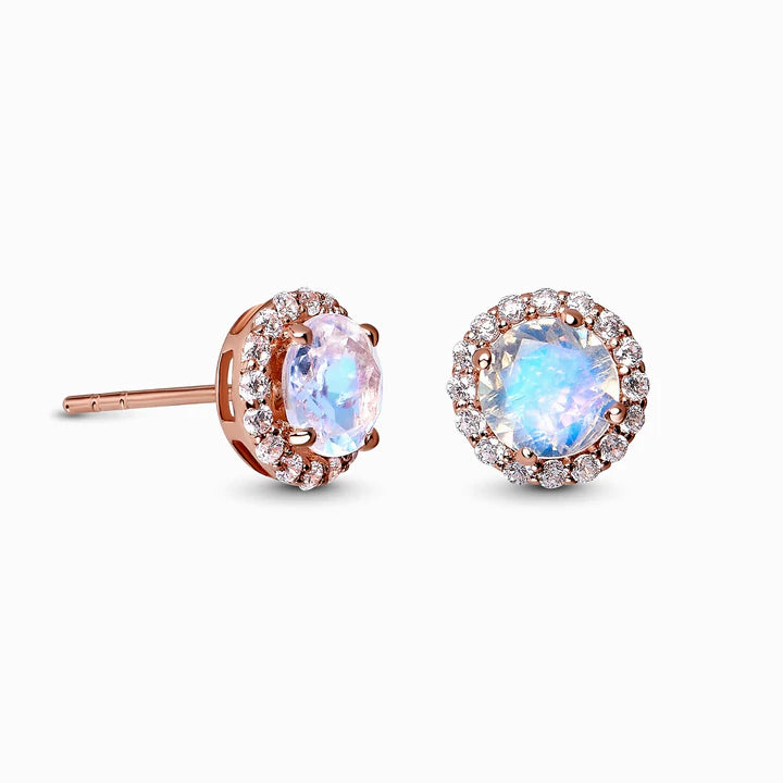 MoonMagic 925 & 14KT Rose Gold Vermeil Moonstone Earrings - Venus Studs