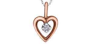 Diamond Heart Pendant With Chain 10KT Rose & White Gold 1=0.01CT