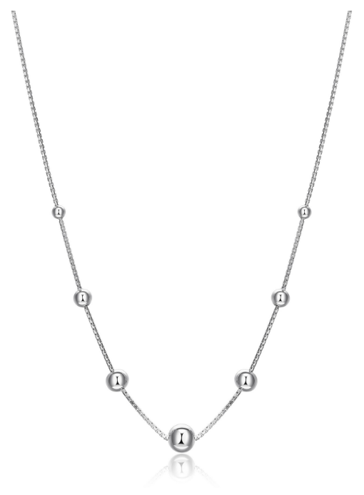 ELLE "ORB" RHODIUM PLATED SILVER NECKLACE 16"+3" EXTENSION