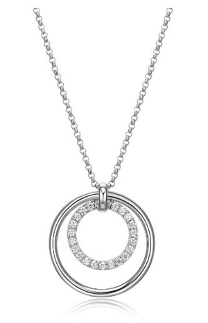 ELLE "SIMPATICO" RHODIUM PLATED DOUBLE CIRCLE NECKLACE