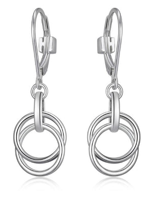 ELLE "LYRA" RHOD PLTD INTERLOCKING CIRCLE(10MM) DANGLE EARRING