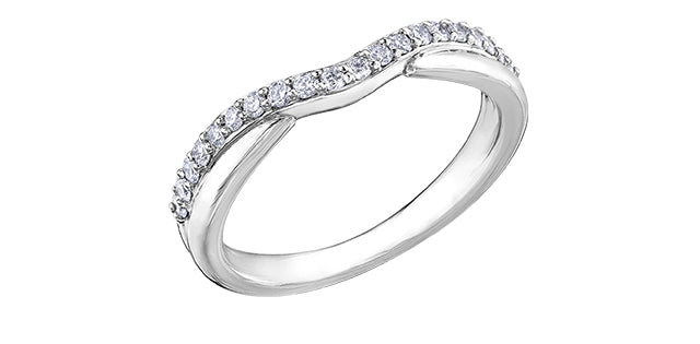 Ladies 10 Karat White Gold Diamond (0.10TDW) Curved Band 1.5-3mm Stackable Ring