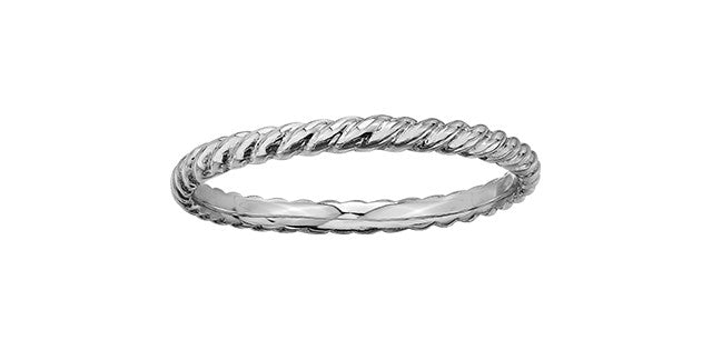 Ladies 10 Karat White Gold 1.5mm Stackable Rope Ring