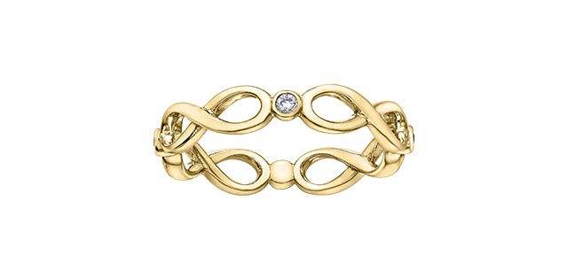 Ladies 10 Karat Yellow Gold Diamond (0.05TDW) Infinity Stackable Ring