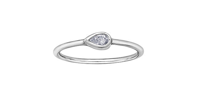 Ladies 10 Karat White Gold ChiChi Stackable Pear Shaped Diamond (TDW 0.10CT) Ring