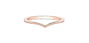 Ladies 10 Karat Rose Gold 1mm Stackable V Ring